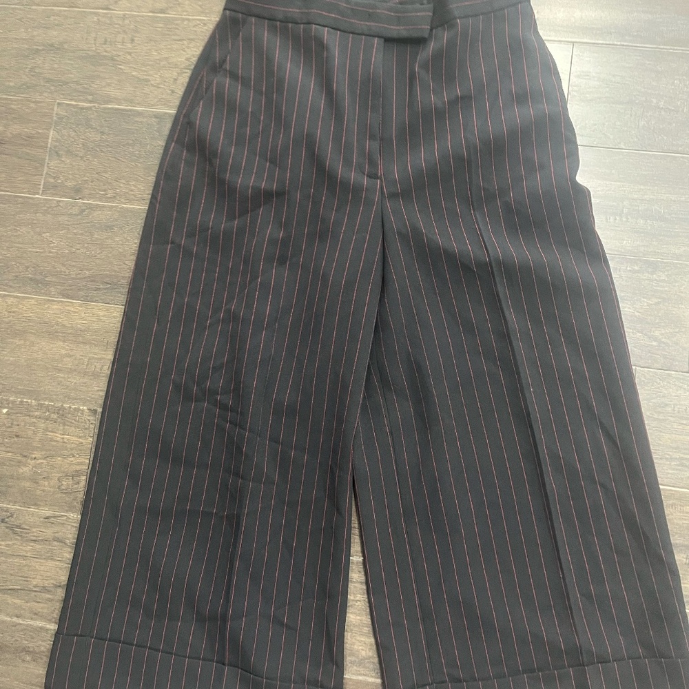 Anne Klein Pinstriped Cuffed Culottes
